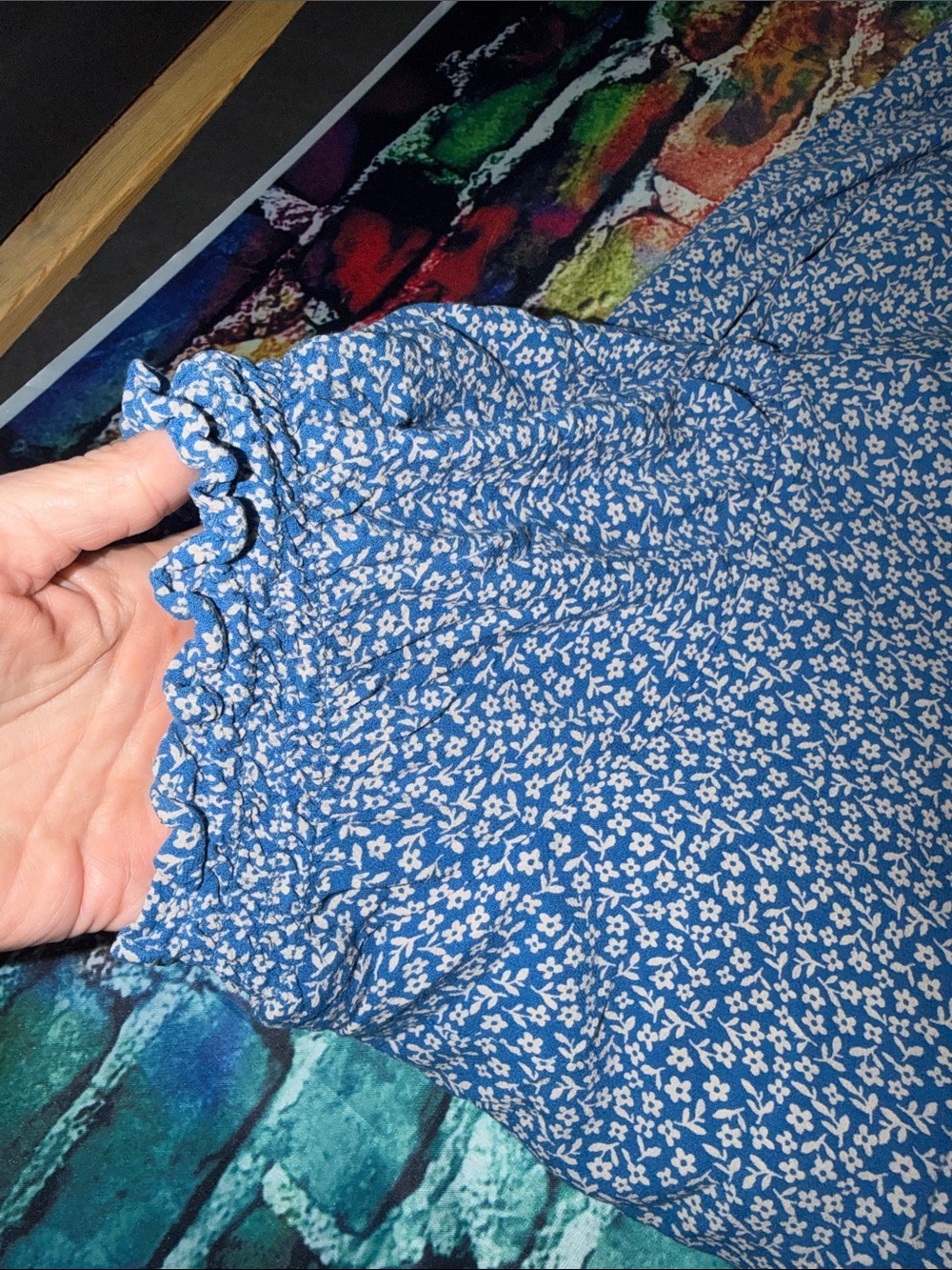 dip Blue Micro-Print Short Sleeve Midi Dress - Picture 3 of 6